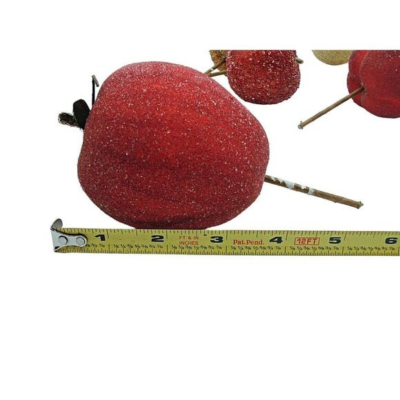 Lot 8 Ornaments Holiday Decor Sugar Glittered Beaded Fruit Apples Pears MCM Vtg - Picture 9 of 12